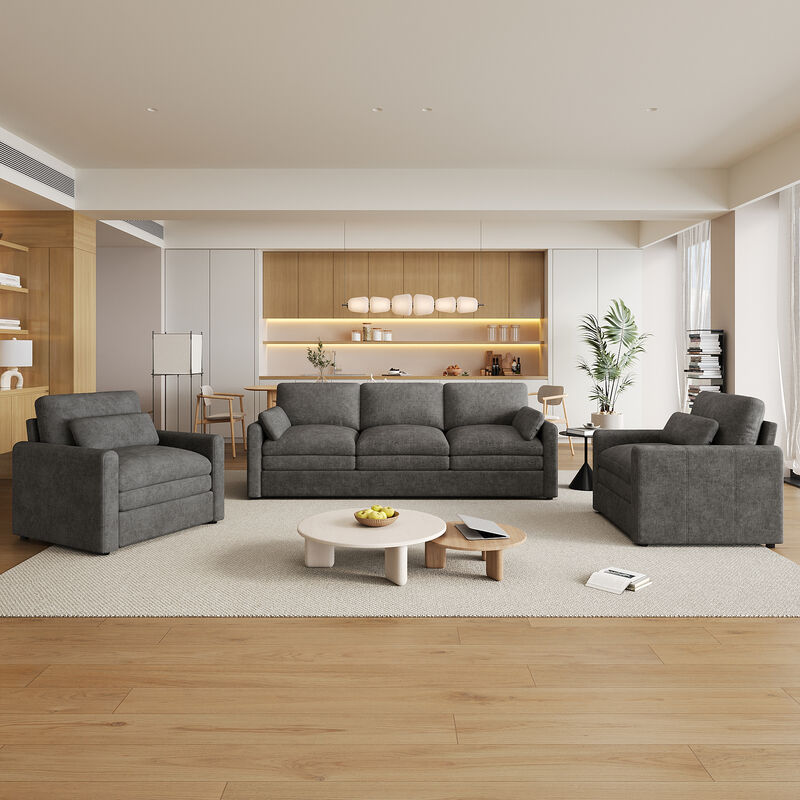 Oversized Double Cushion Sofa Couch, Cloud-Like Plush Upholstered Comfy Living Room Furniture Set