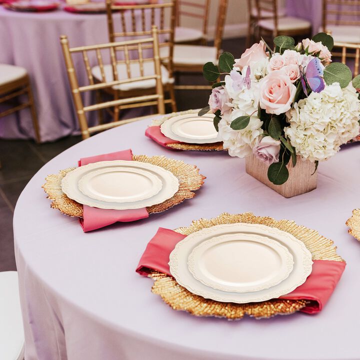Ivory Vintage Round Plastic Dinnerware Value Set (120 Sets)