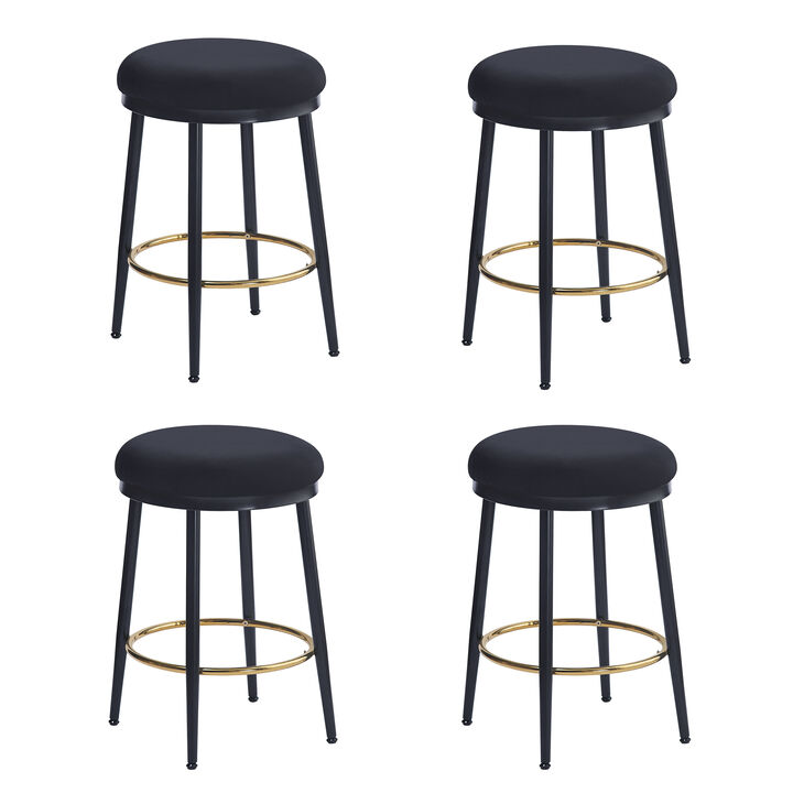 Christopher Knight Home Isabella 24.75" Modern Upholstered Iron Frame Counter Stools with Footrest(Set of 4)