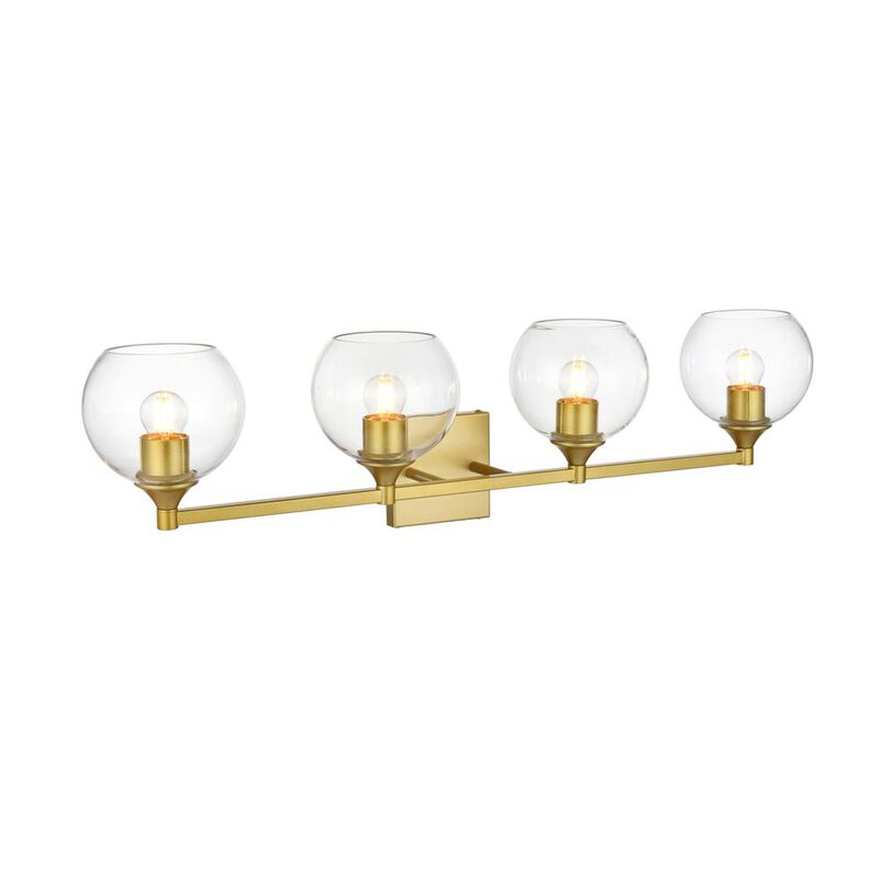 Living District Foster 4 light Brass and Clear Bath Sconce