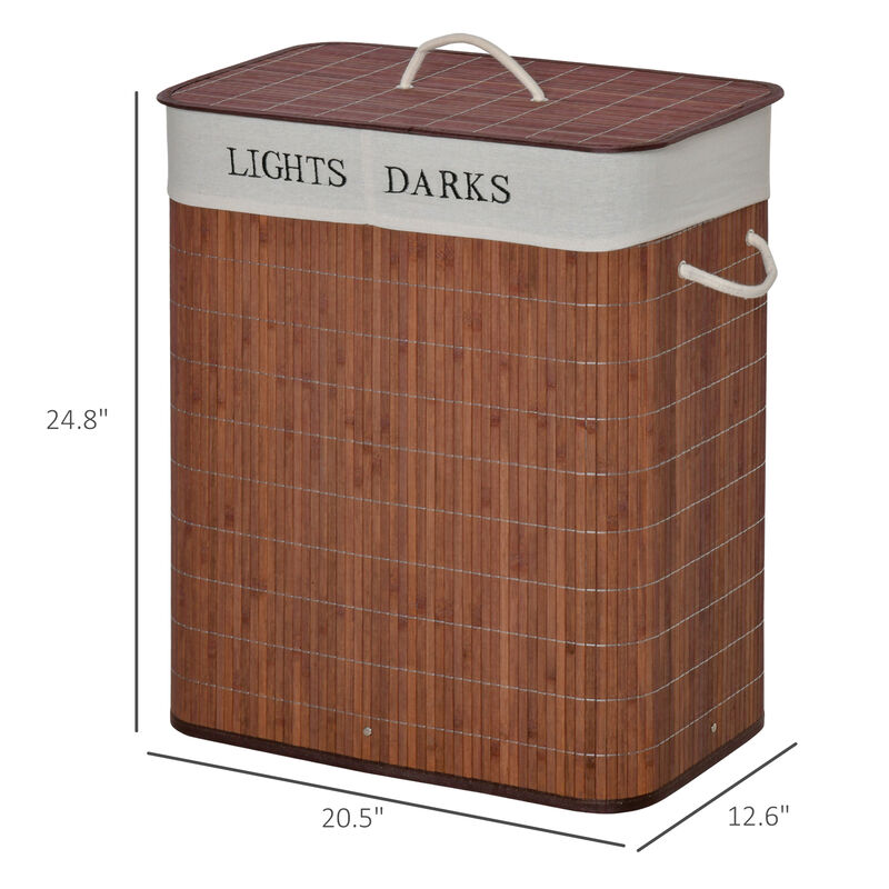 Hivvago Collapsible Bamboo Laundry Basket with Handles image number 2