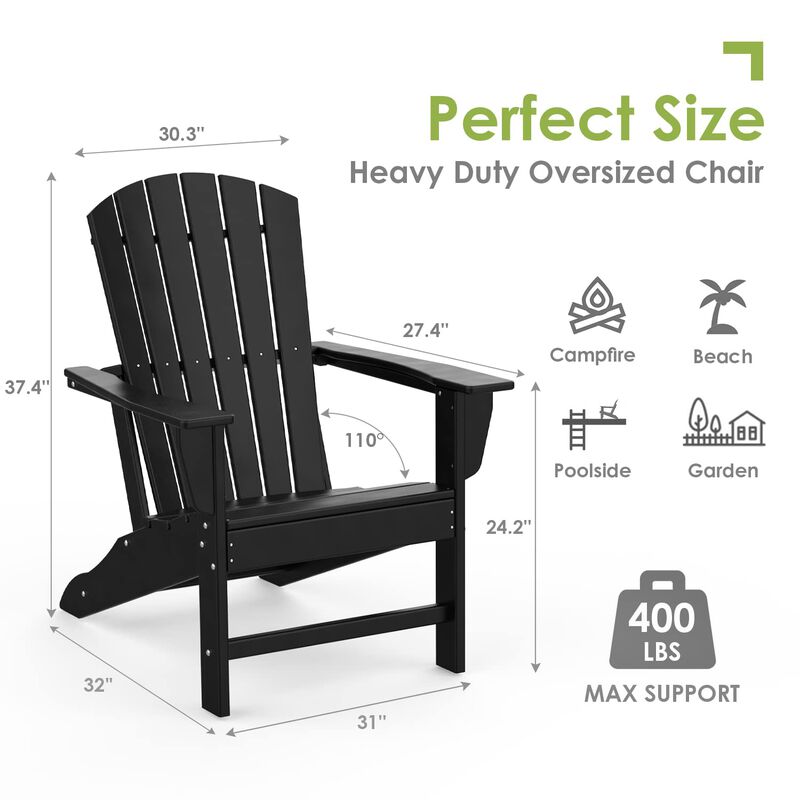 GREENVINES Adirondack Chairs, HDPE All-Weather Fire Pit Chairs, Plastic Campfire Chair for Deck Backyard Patio Outdoor Poolside
