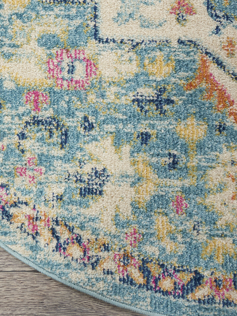 Passion PSN25 Ivory/Light Blue 4' x Round Rug