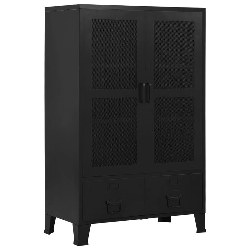 vidaXL Office Cabinet with Mesh Doors Industrial Black 29.5x15.7x47.2 Steel