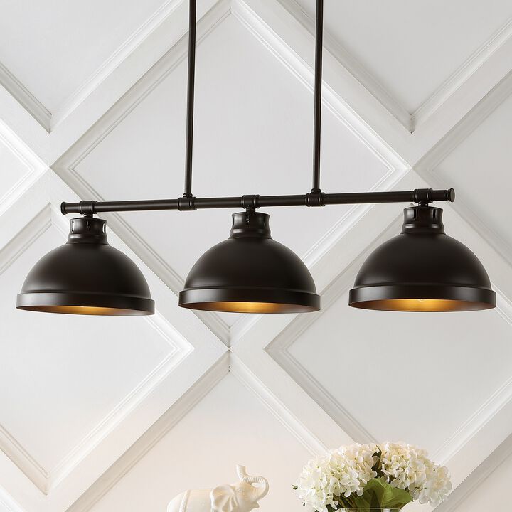 Asher 3-Light Industrial Farmhouse Iron Linear LED Pendant