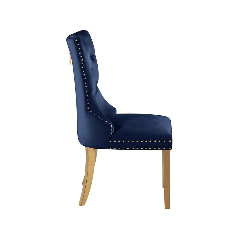 Meridian Furniture Carmen Navy Velvet Dining Chairs, Set of 2