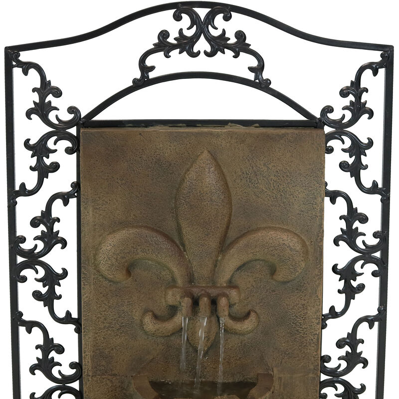 Sunnydaze French Lily Polystone Outdoor Solar Wall Fountain