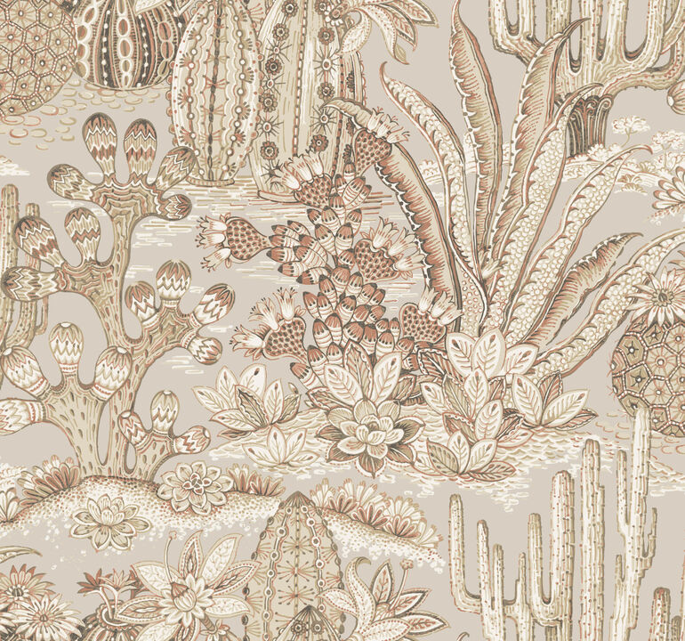 Lotus Land Cacti Baked Clay Wallpaper (Set of 2)