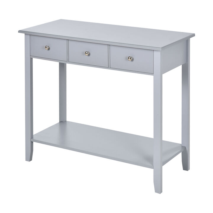 Industrial Console Desk Table W/ Drawer Bottom Shelf Living Room, Entryway, Grey