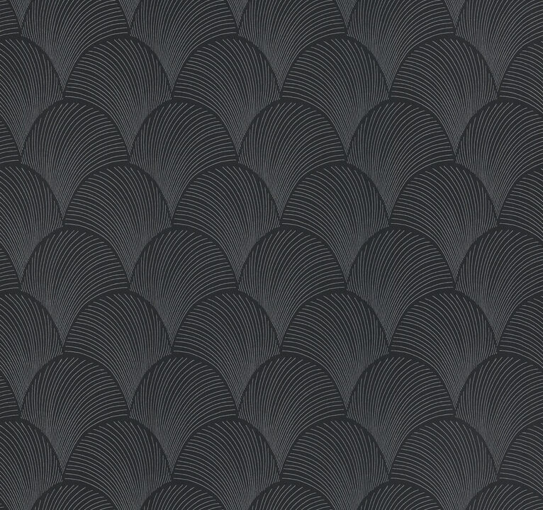 Metallic Black Scallop Wallpaper