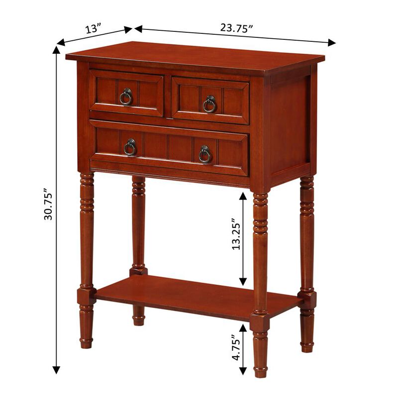 Convenience Concepts Kendra 3 Drawer Hall Table with Shelf