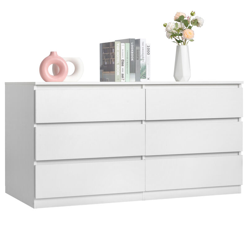6-Drawer Double Dresser, Wide Storage Cabinet for Bedroom & Living Room