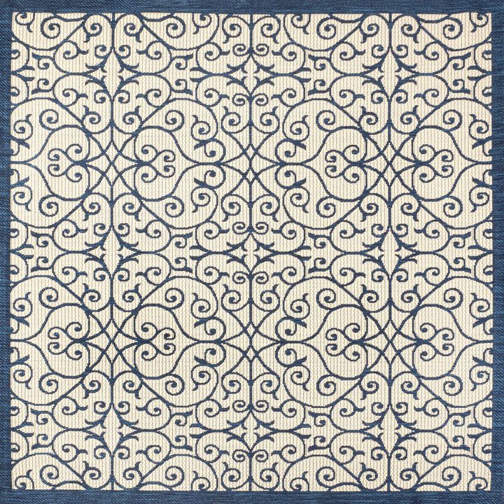 Madrid Vintage Filigree Textured Weave Square Indoor/Outdoor Area Rug