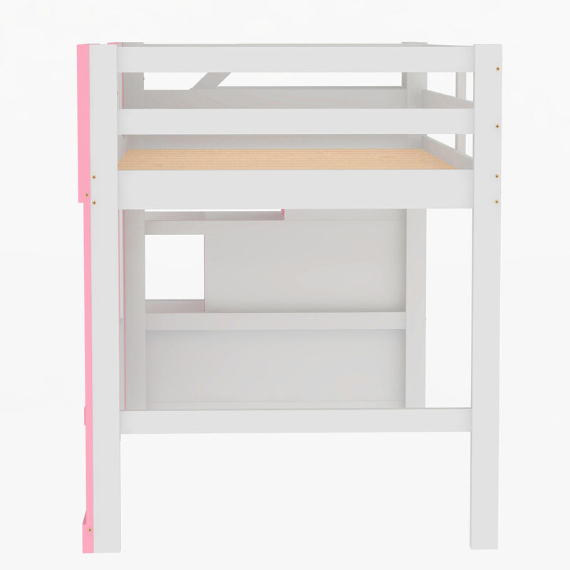 Merax Loft Bed with Storage Staircase and Window