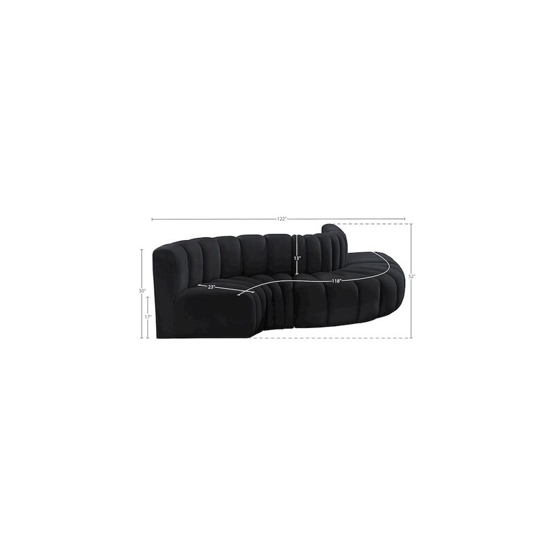 Meridian Furniture Arc Black Velvet Modular Sofa