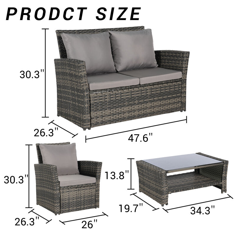 TATEUS 4 Pieces Patio Seating Set image number 3