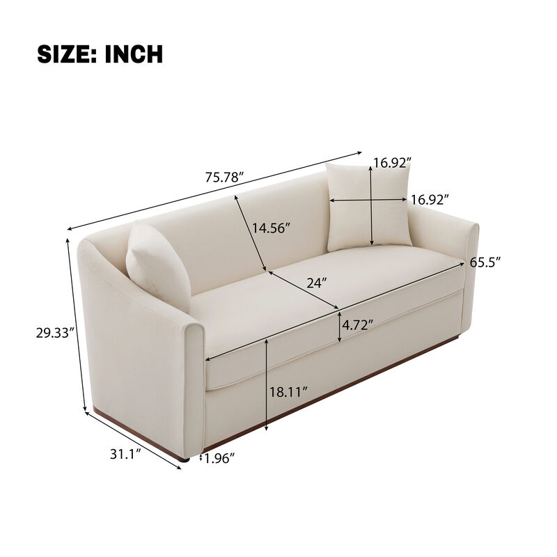 Merax Modern 3-Seater Chenille Sofa with Sculpted Wrap-Around Arms image number 3