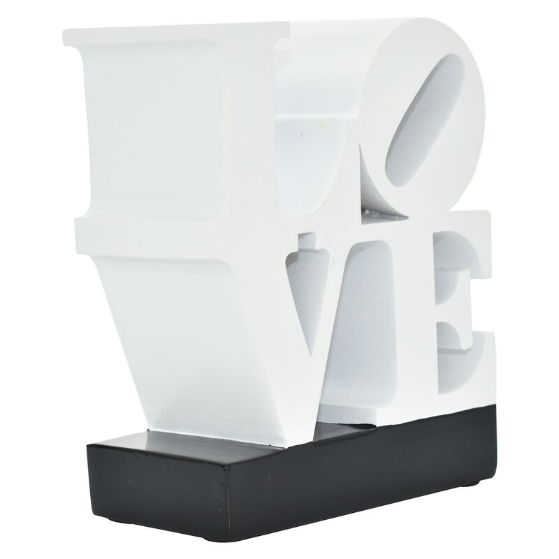 HomeRoots 4" White And Black Resin Love Tabletop Sculpture image number 2