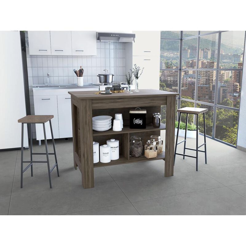 Delos Kitchen Island Brown