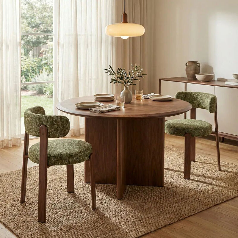 Upholstered Curved Back Wood-look Metal Frame 2pc Dining Chairs image number 1