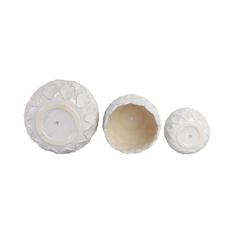 S/3 9/12/15" Cloudy Petal Planters, White image number 5