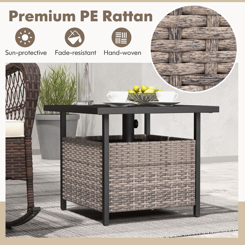 Outdoor Patio Rattan Wicker Steel Side Deck Table