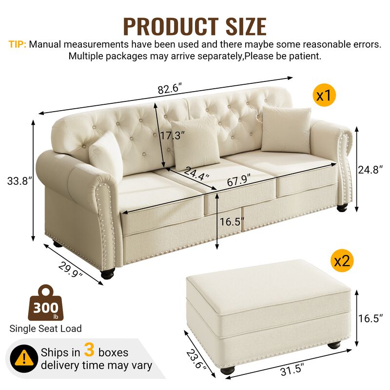 3-Seat Velvet Upholstered Sectionals image number 9