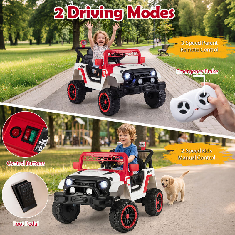 12V Kids Ride On Toy Truck with 3 Speeds and Remote Control for Yard image number 5
