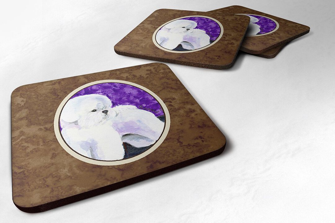 Caroline's Treasures SS8692FC Bichon Frise Foam Coasters (Set of 4), 3.5 H x 3.5 W, Multicolor