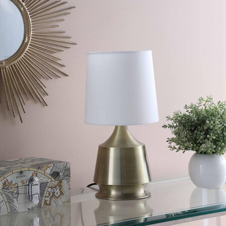 Hivvago 14" Brass Bedside Table Lamp With White Empire Shade