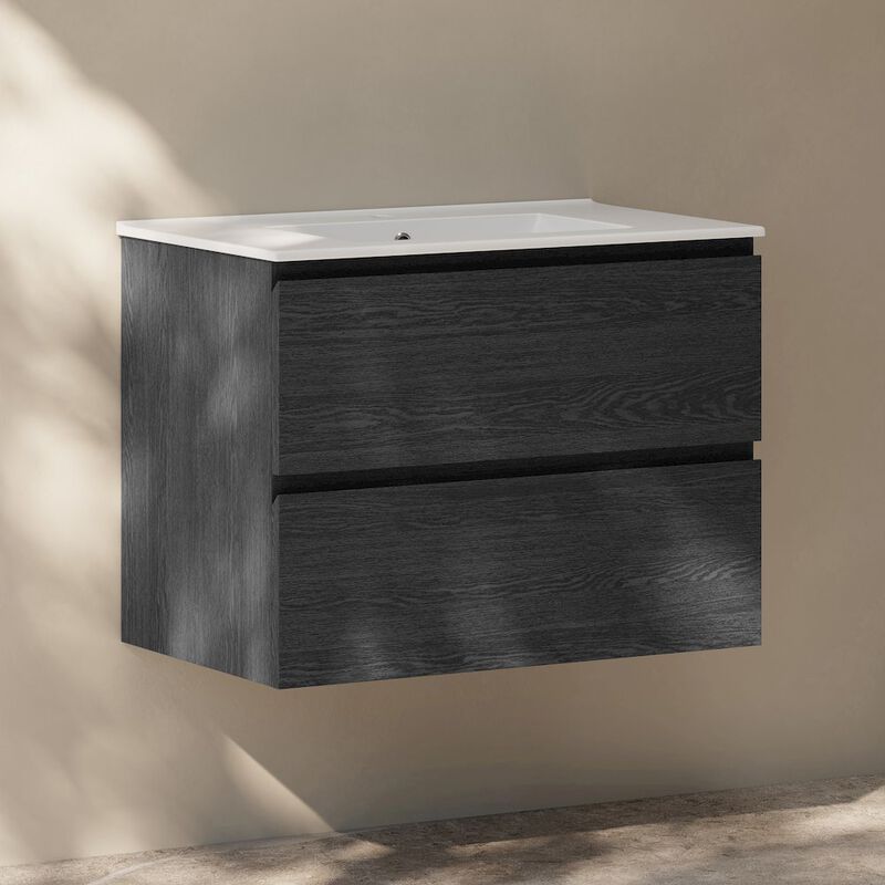 Liberte 30" Wall-Mounted Bathroom Vanity in Black Oak with Sink Top image number 6