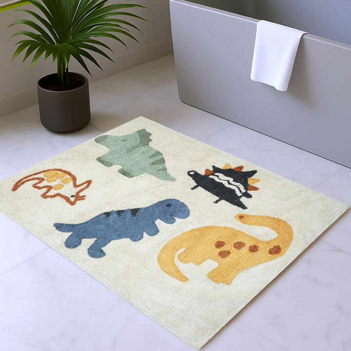 HomeRoots Dinosaurs Youthful Washable Area Rug