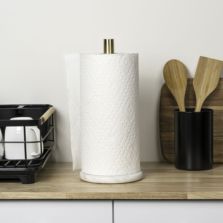 Avery Modern Classic Metal with Non Slip Weighted Marble Base Paper Towel Holder