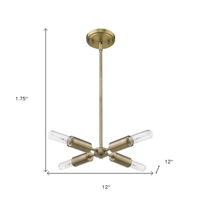HomeRoots Gold Four Light Metal Dimmable Chandelier image number 5