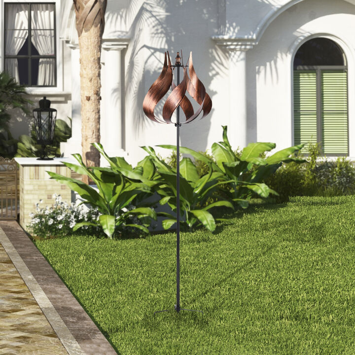 Tulip Kinetic Windmill Sculpture, Tangerine