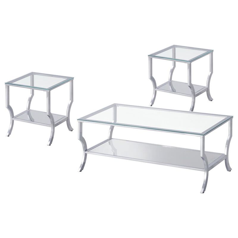 Coaster Saide 3-piece Glass Top Coffee and End Table Set Chrome