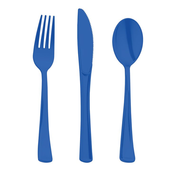 Blue Plastic Party Cutlery Set (144 Sets)