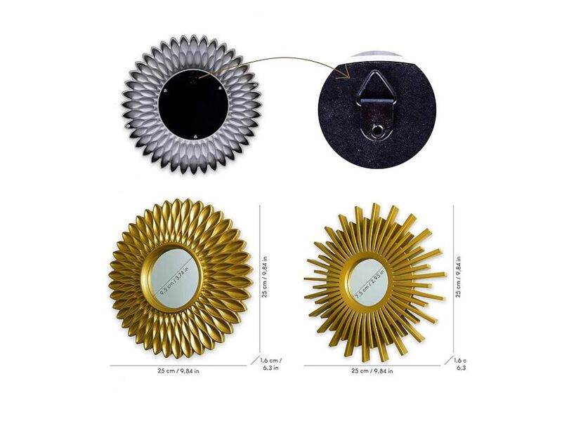 BONNYCO 3-Pack Gold Round Mirrors &ndash; Vintage Wall Decor for Home