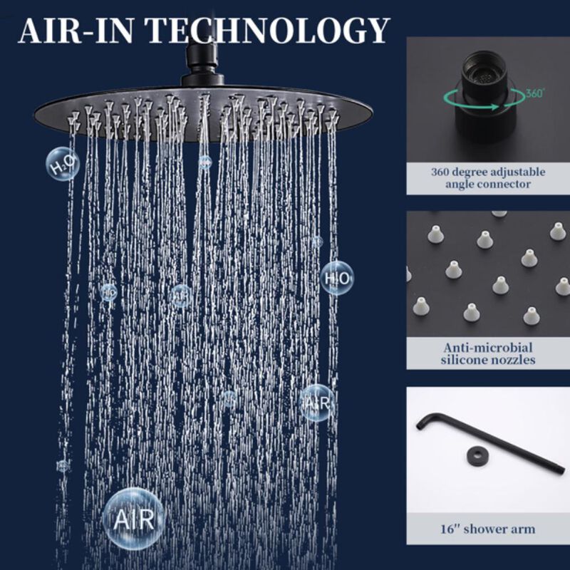 Luxury Rainfall Shower System & Faucet Combo Set High-Pressure Wall Mount with Handheld Sprayer