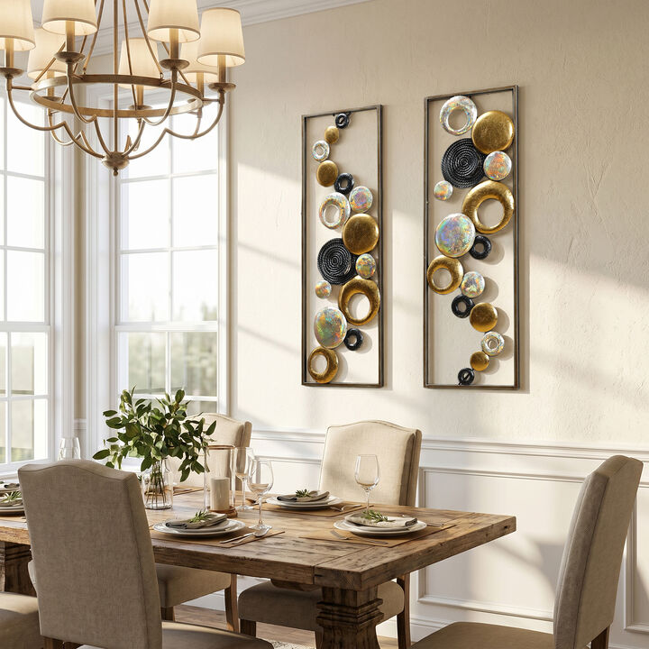 36" Orbis Abstract Metal Wall Art Decor 2PC Set