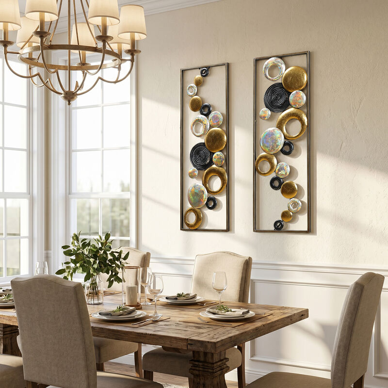 36" Orbis Abstract Metal Wall Art Decor 2PC Set image number 1