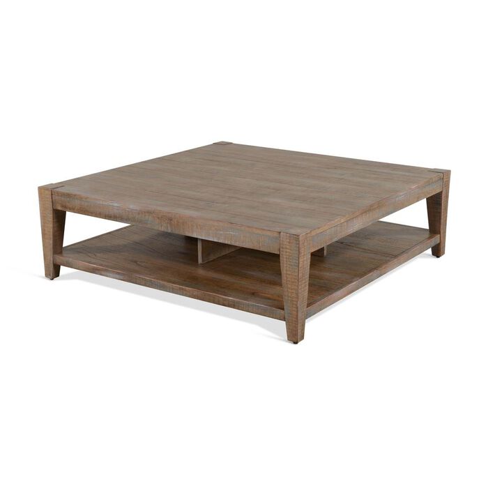 Sunny Designs 48 Modern Mindi Wood Cocktail Table in Weathered Brown