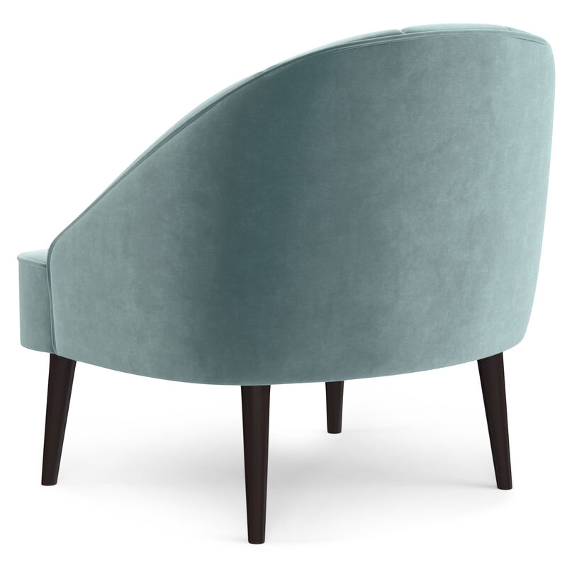 Harrah 33 inch Wide Contemporary Accent Chair in Seafoam Blue Velvet fabric