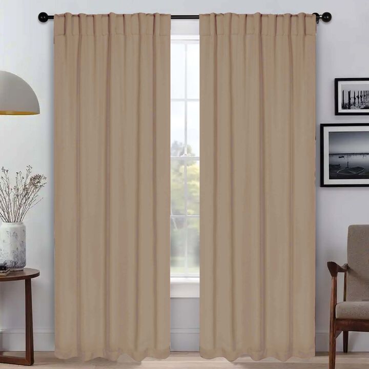 Blackout Window Curtains Set of 2 Solid Room Darkening Back Tab Panels