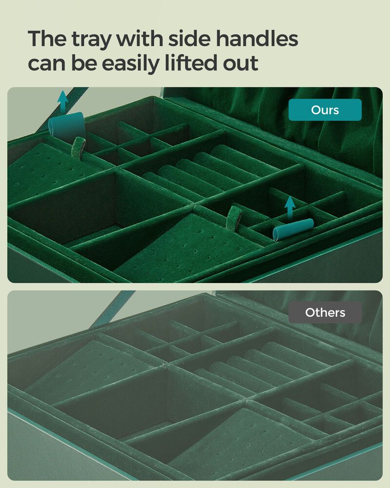 2-Layer Jewelry Box with Handle for Stylish and Portable Storage