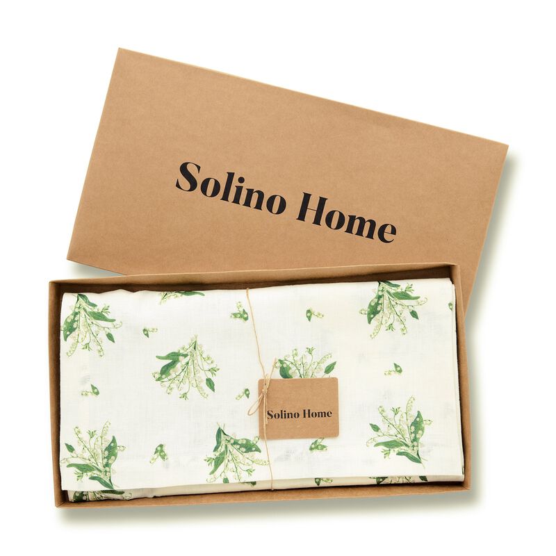 Solino Home Lily of the Valley 100% Linen Table Throw &ndash; Handcrafted, Machine Washable, Perfect for Holiday and Everyday Dining