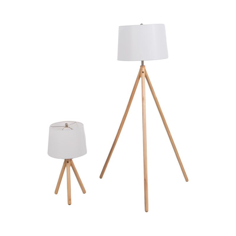 S/2 Wood Tripod Lamps Natural image number 0