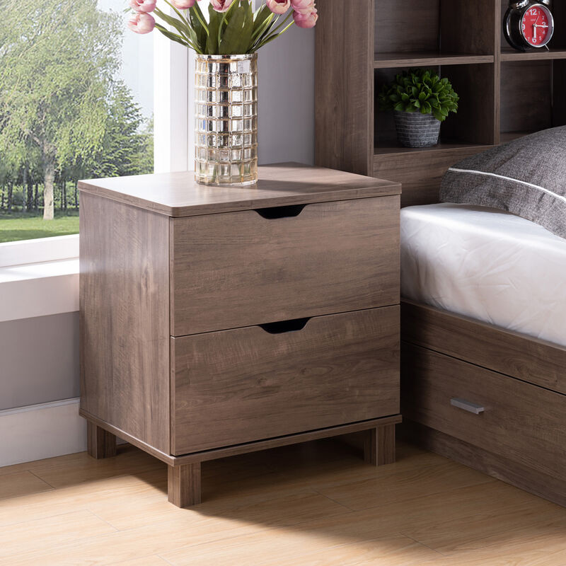 Hazelnut Nightstand with 2 Drawers