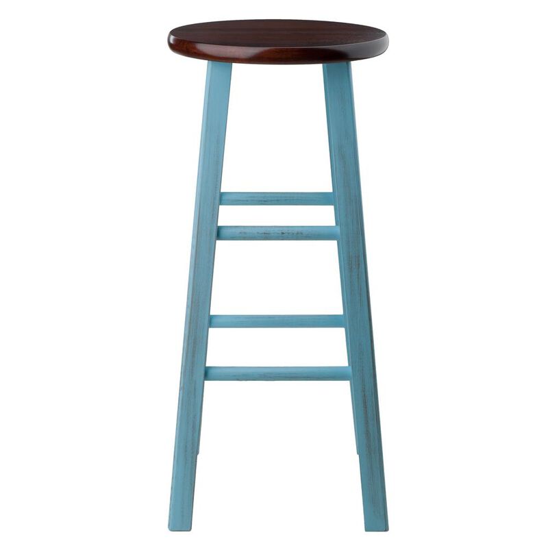 Ivy 29" Bar Stool Rustic Light Blue w/ Walnut Seat