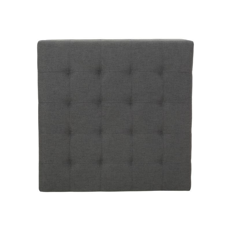 Cindy Ottoman with Storage, 31 Inch Square, Gray Waffle Stitch Fabric - Benzara